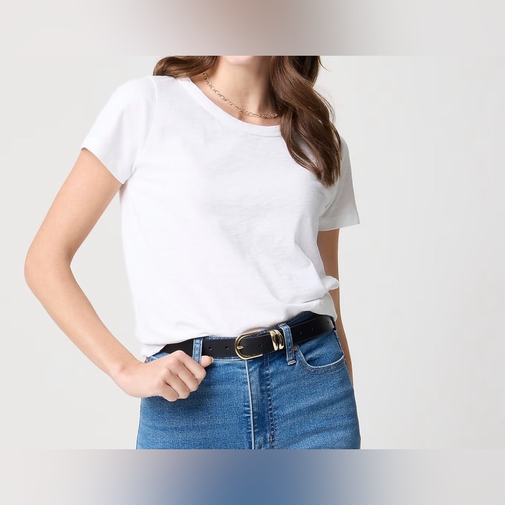 J Crew Classic White Cotton Girlfriend T-Shirt